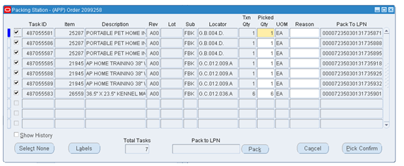 Oracle WMS Custom Packing Station Form